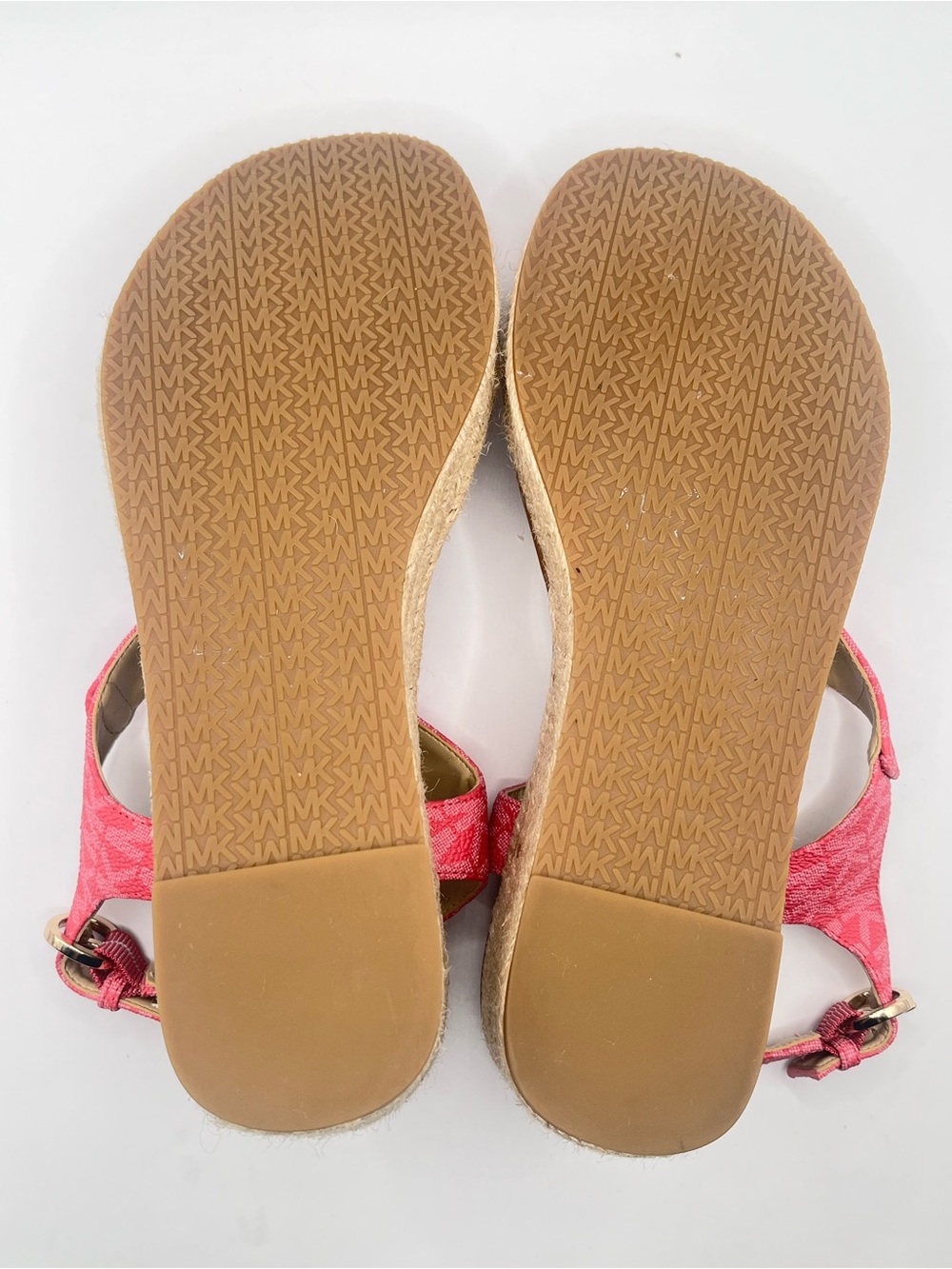 Michael Kors Laney Women's 7.5M Pink MK Logo Espadrille Wedge Sandals - Picture 9 of 9